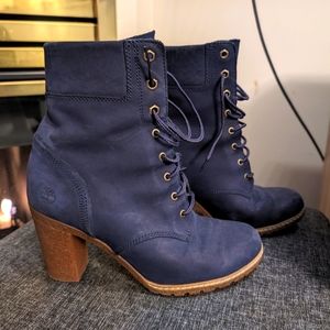 Size 8 Navy Timberland Heeled Boots